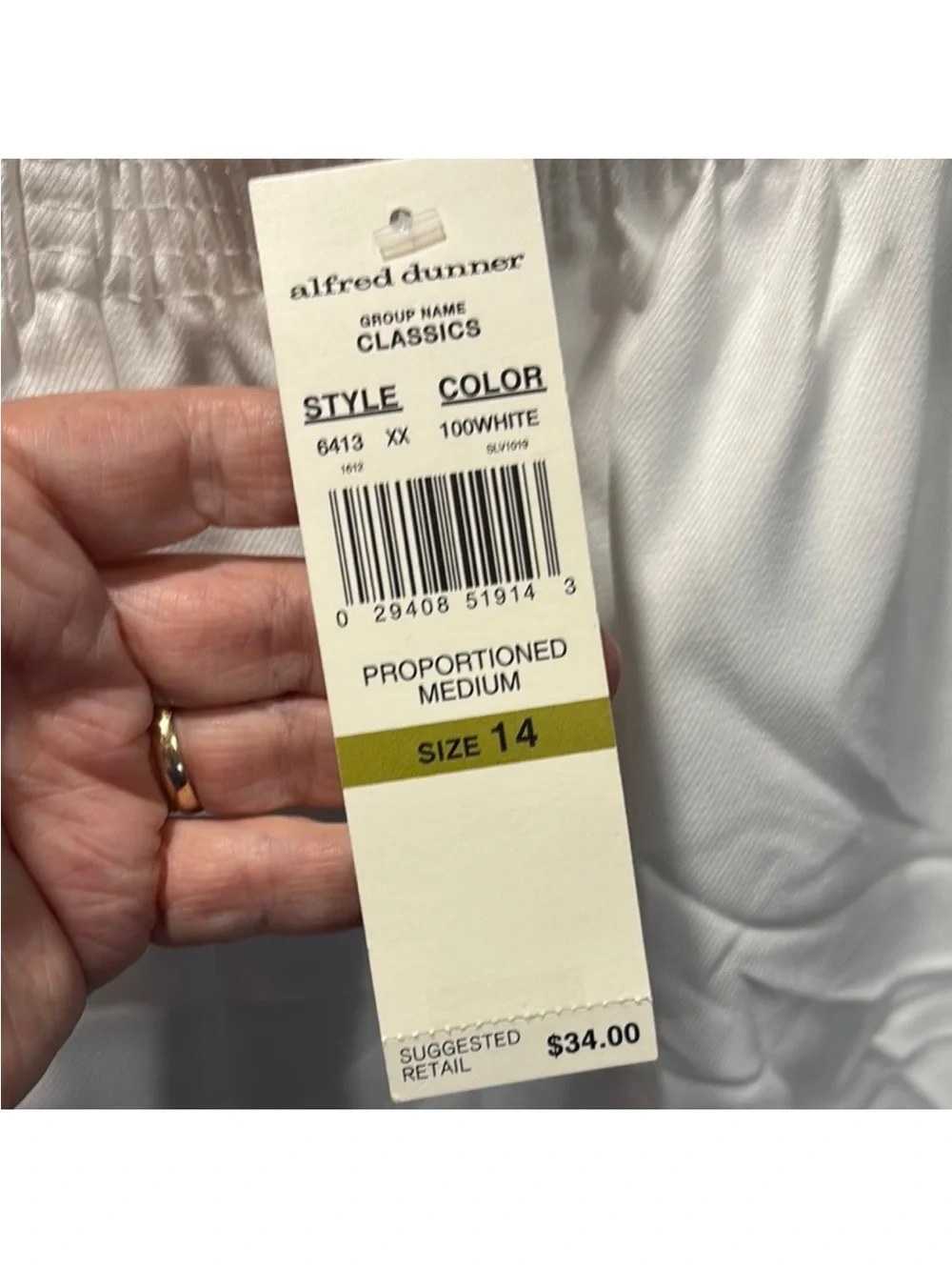 Alfred Dunner White Straight Leg Pants
